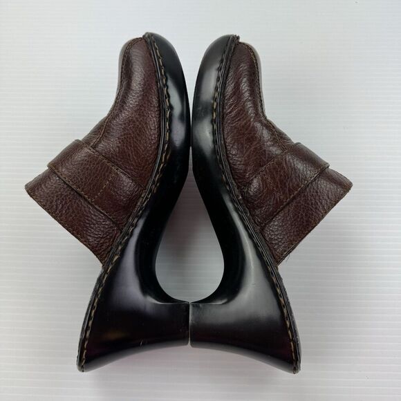 b.o.c Born Concept Brown Leather Clogs Mules Heels Buckle Slip-On Size 9 / 40.5 - Picture 13 of 16